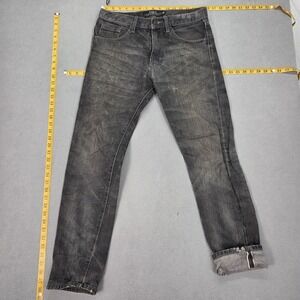 Remix Jeans Mens Black Tapered Selvedge Denim Frayed Hems Distressed Fits 32x29